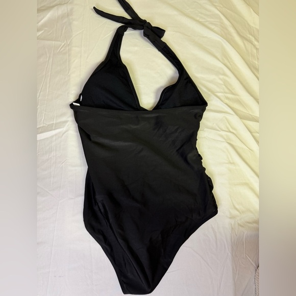 NWOT Sleek Black Textured One-Piece Swimsuit - Picture 4 of 7